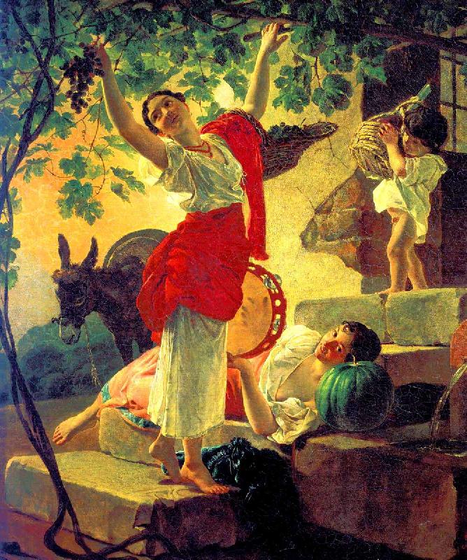 Karl Briullov Girl gathering grapes in the vicinity of Naples oil painting image